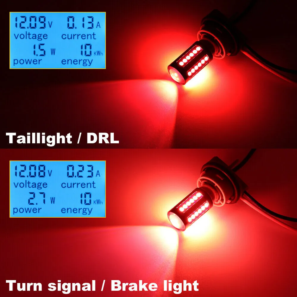 

1157 BAY15D COB LED Light Bulb Aluminum Brake DC/AC 12V-24V Light Red Super Bright