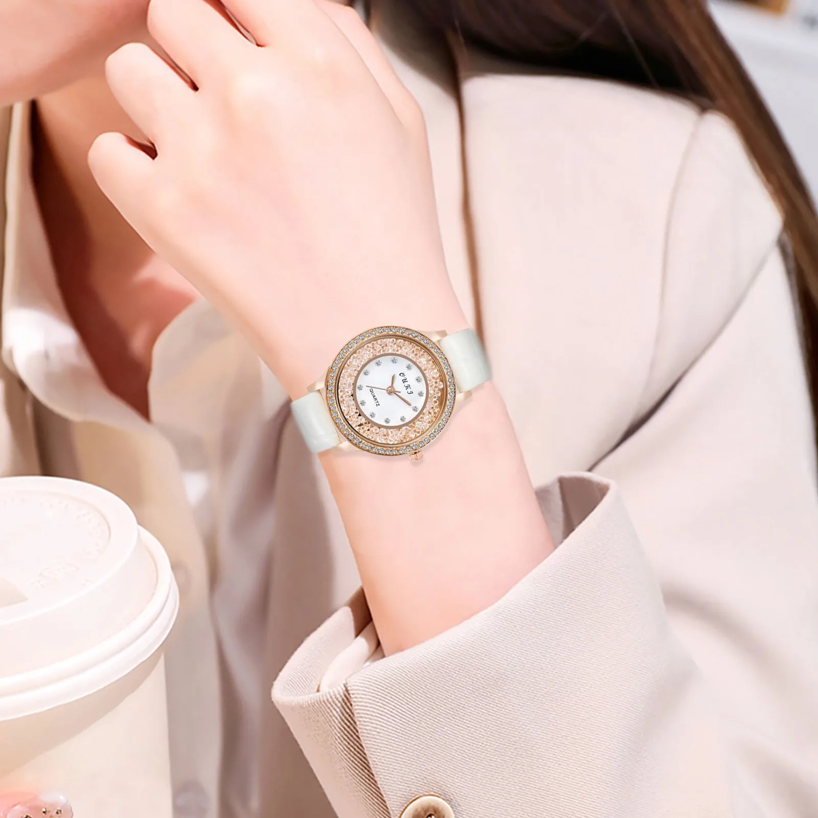 

Часы наручные Женские с круглым циферблатом, брендовые Модные кварцевые простые Роскошные с сетчатым браслетом из розового золота