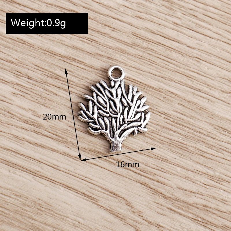 

20pcs 16*20mm Fashion Life Tree Charms for Jewelry Making DIY Tibetan Silver Color Handmade Pendants Charms Necklaces Earrings