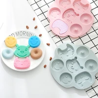 7 grid cartoon smiling animal silicone mold cookie fudge chocolate pudding silicone cake mold donut mold kitchen baking supplies