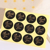 1200pcslot kawaii black round golden tthank you seal paper stickers stationery sticker stationery school supplies
