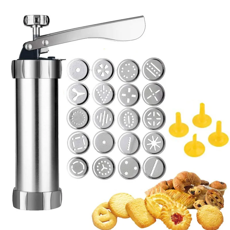 

Manual Aluminum Cake Shapes Press Stamps Set 4 Nozzles 20 Cookie Molds Various Halloween Models Decorating Extruder for Bakery