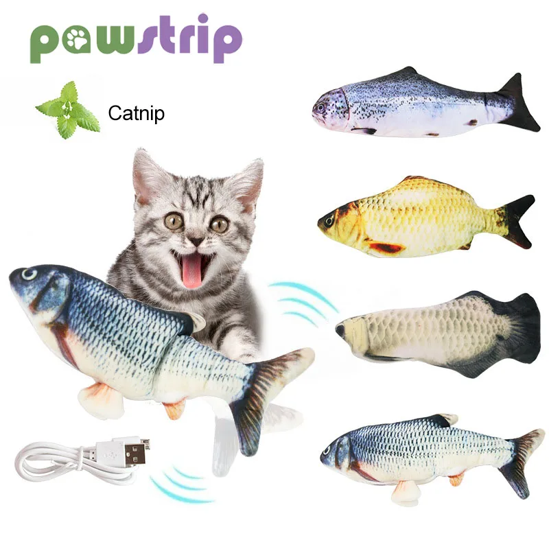 

30cm Electronic Fish Cat Toy with Catnip USB Charging 3D Simulation Fish Toy for Cats Plush Funny Cat Toys Interactive Pet Toy