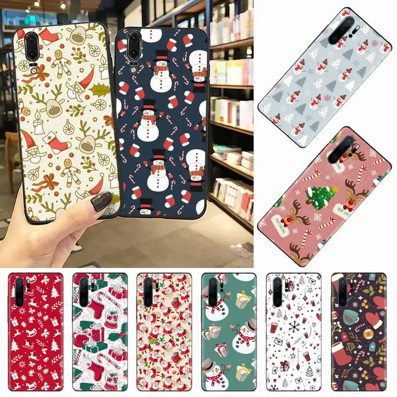 

Christmas snowman Cute Cartoon Deer Phone Case For Huawei honor Mate P 10 20 30 40 i 9 8 pro x Lite smart 2019 nova 5t