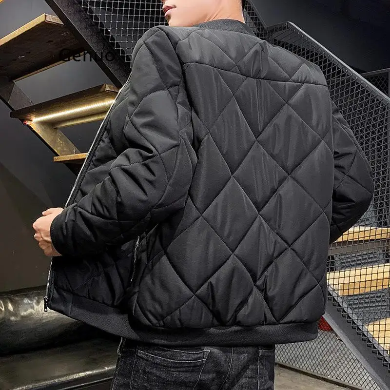 Men Winter Coat 2021 Korean Fashion Jacket Men Casual Baseball Collar Jacket Plaid Coat Men Chothes  M-5Xl