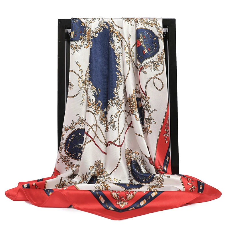 

2020 Luxury Brand 90cm Large Square Silk Fashion Printed Scarf Women Soft Headscarf scarves poncho chiffon hijab winter infinity
