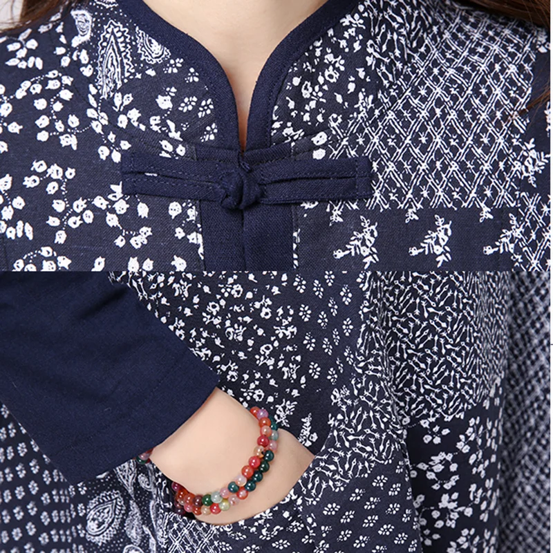 Осеннее элегантное удобное женское платье большого размера свободное хлопковое