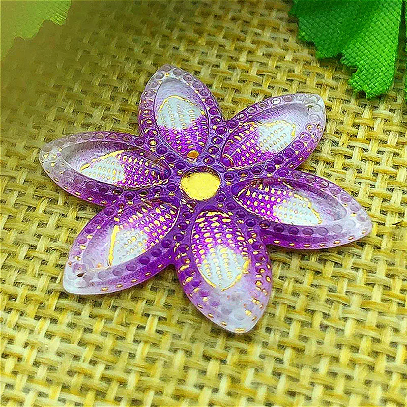 

5pcs DIY 30mm AB Resin 3d flower Flatback Rhinestone Wedding buttons crafts