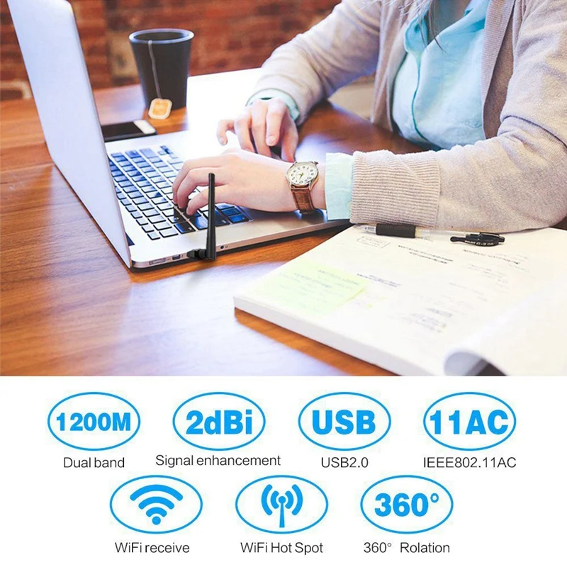 1200 Мбит/с Беспроводной USB Wifi адаптер переменного тока AC1200 Dual Band 2 4 ГГц/300 + Wi-Fi 5