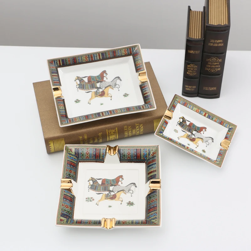 

Cigars Ashtrays Home Table Decor Classic Patterns Porcelain Three Size Desk Accessories Gift For Boyfriend Large Size
