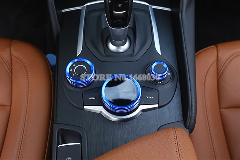 Blue Colour Inner Air Condition Knob Trim Cover 3pcs For Alfa Romeo Stelvio 2017-2021 Car accesories interior decoration | Автомобили и