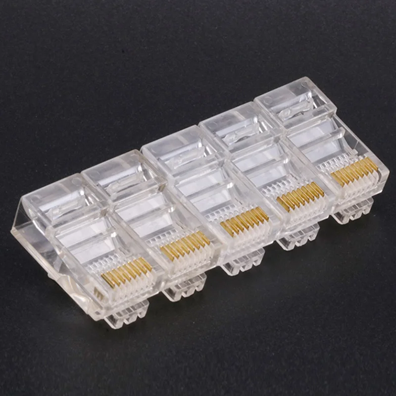 10 шт./лот Cat 6 5 5e RJ45 разъем из чистой меди 8P8C модульная Кабельная вилка 24K