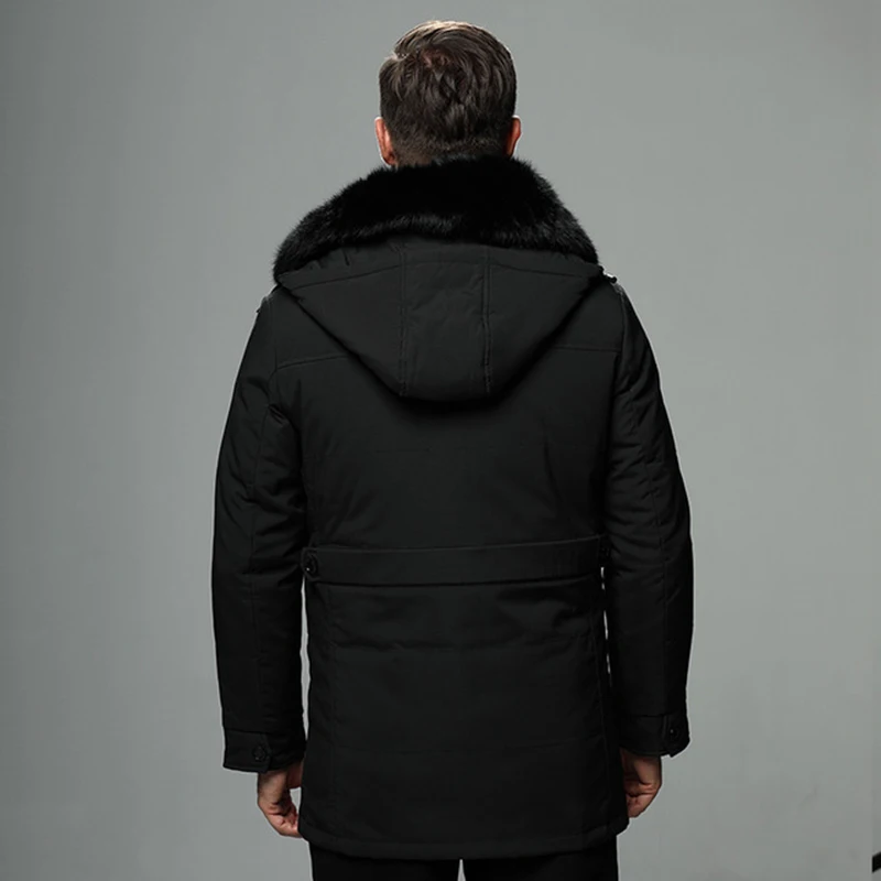 Men's Winter Coat new down jacket men brand long section plus size coat Fox fur collar thicken downcontent 90% | Мужская одежда