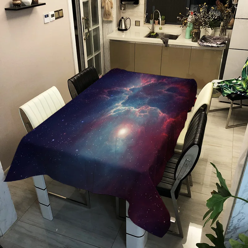 Galaxy Blue Starry Universe Space Mysterious Nebula Ornaments Elastic Tablecloth Cafe Decorations Party Home Decor Table Cover | Дом и сад
