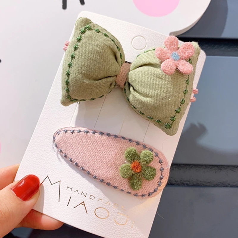 

Lovely Cartoon Girl Baby Flower Bowknot Hair Clips Set Ornament Handmade Safe Barrettes Children Hair Accessories Headdress Gift