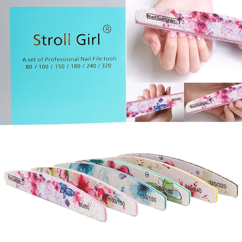 Профессиональный Набор моющихся пилок для ногтей NOQ 6 шт. 80/100/150/180/240/320 внешний вид