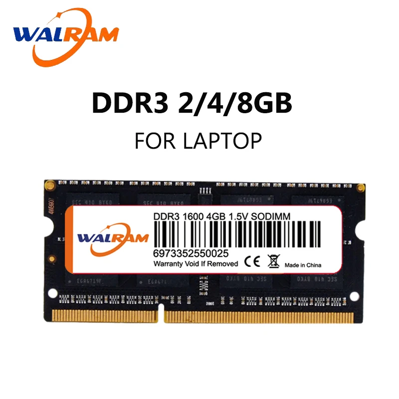 

WALRAM DDR3 2GB 4GB 8GB 1600 Ram for Laptop 1600MHz Sodimm Macbook ddr3l 1.35V Compatible ram 1866 Mhz