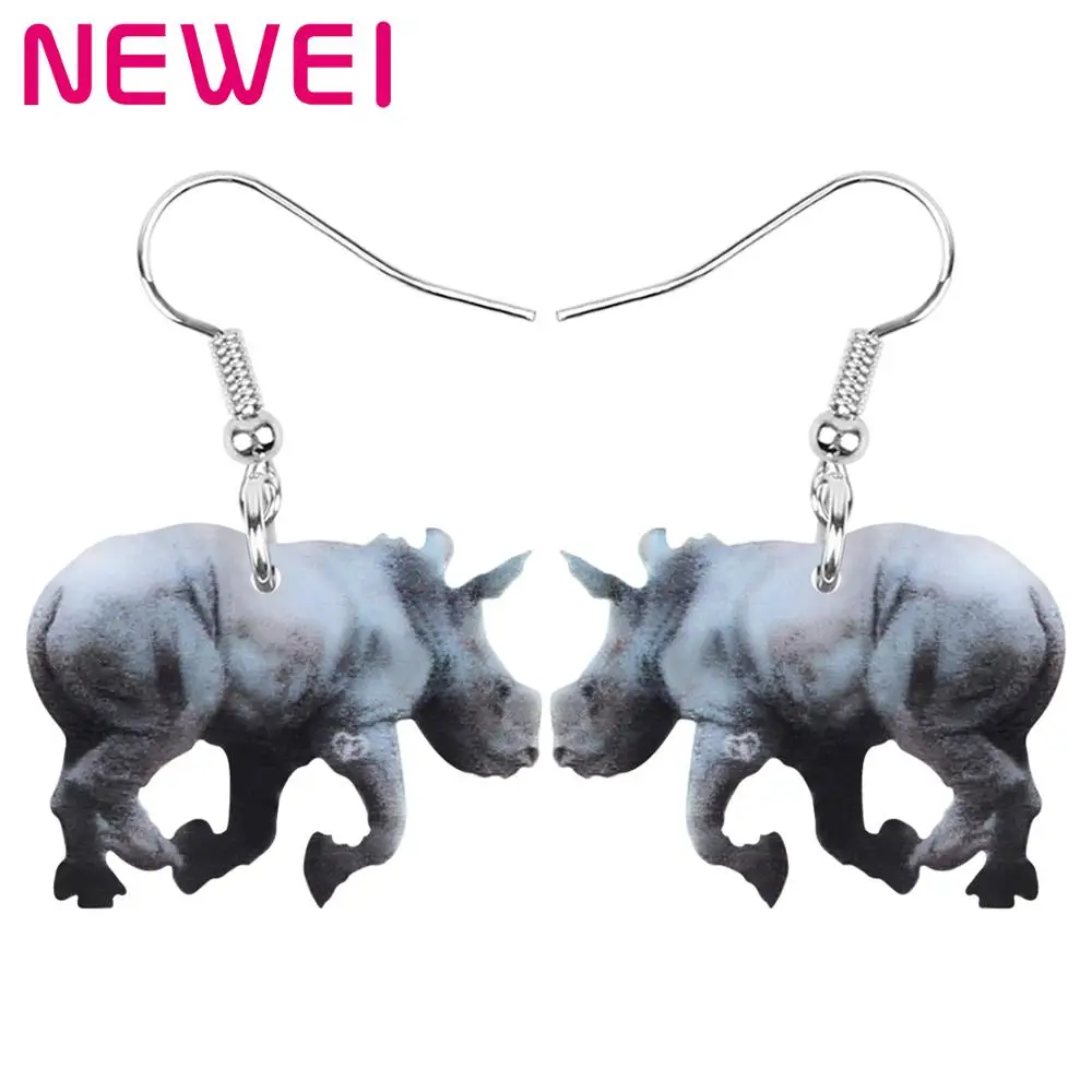 Newei акриловый носорога Bull крупного рогатого скота Ox Серьги животных из фионита