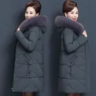 Очень большая женская пуховая хлопковая куртка зимняя куртка Толстая теплая хлопковая куртка с капюшоном и меховым воротником Повседневная куртка Parker 7XL 105 кг
