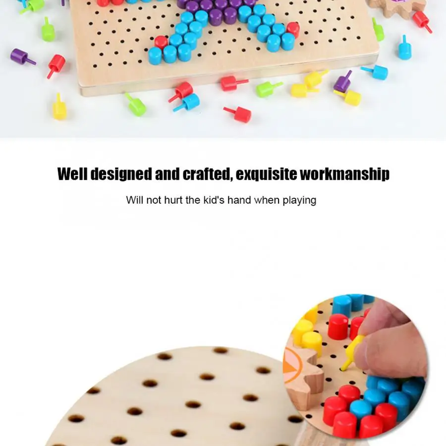 Деревянный грибок колышки набор для детей мозаичная головоломка кнопка