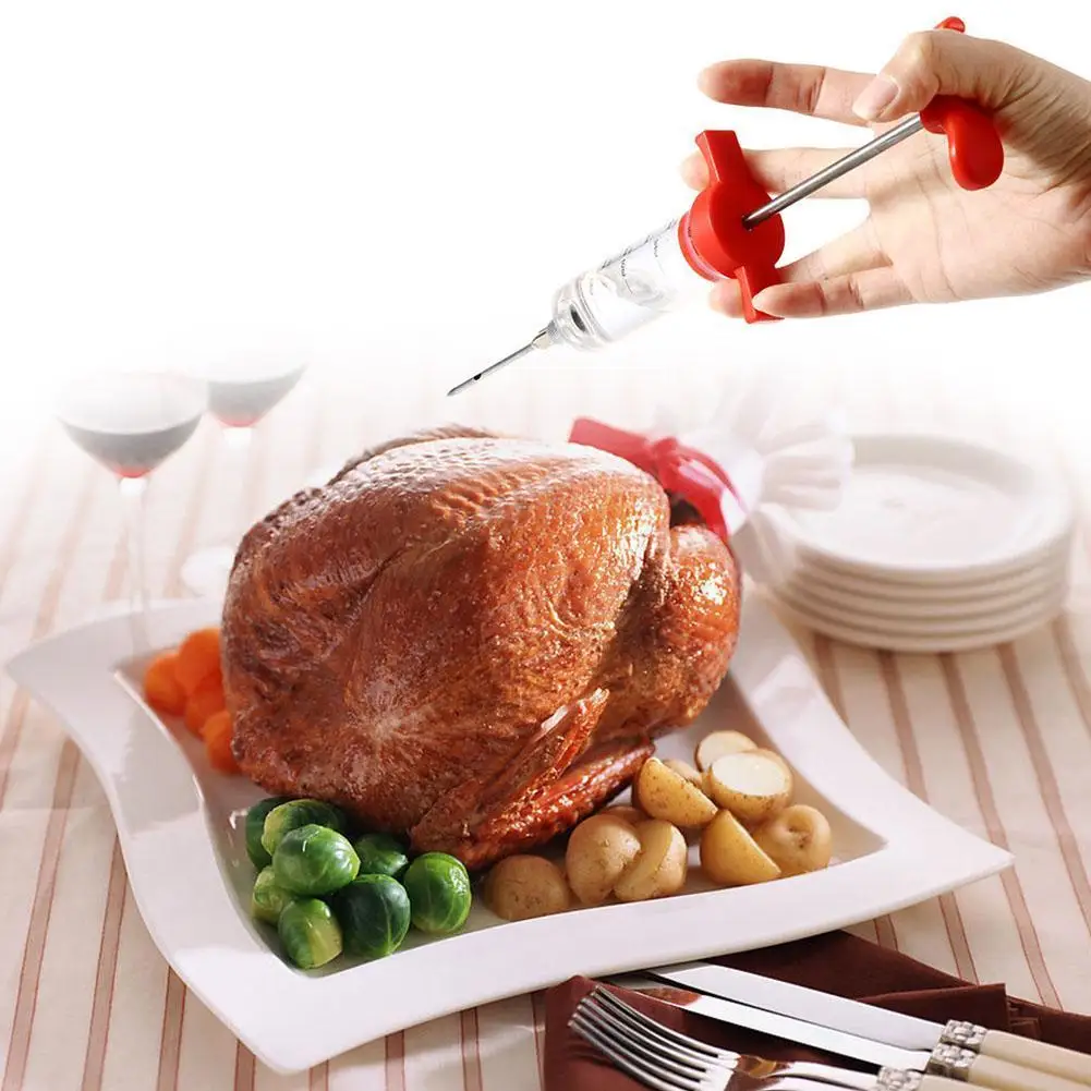 

Food Grade PP Steel Needles Spice Syringe Marinade Meat BBQ Set Kithen Syringe Injector Accessory Flavor Sauce S6D7