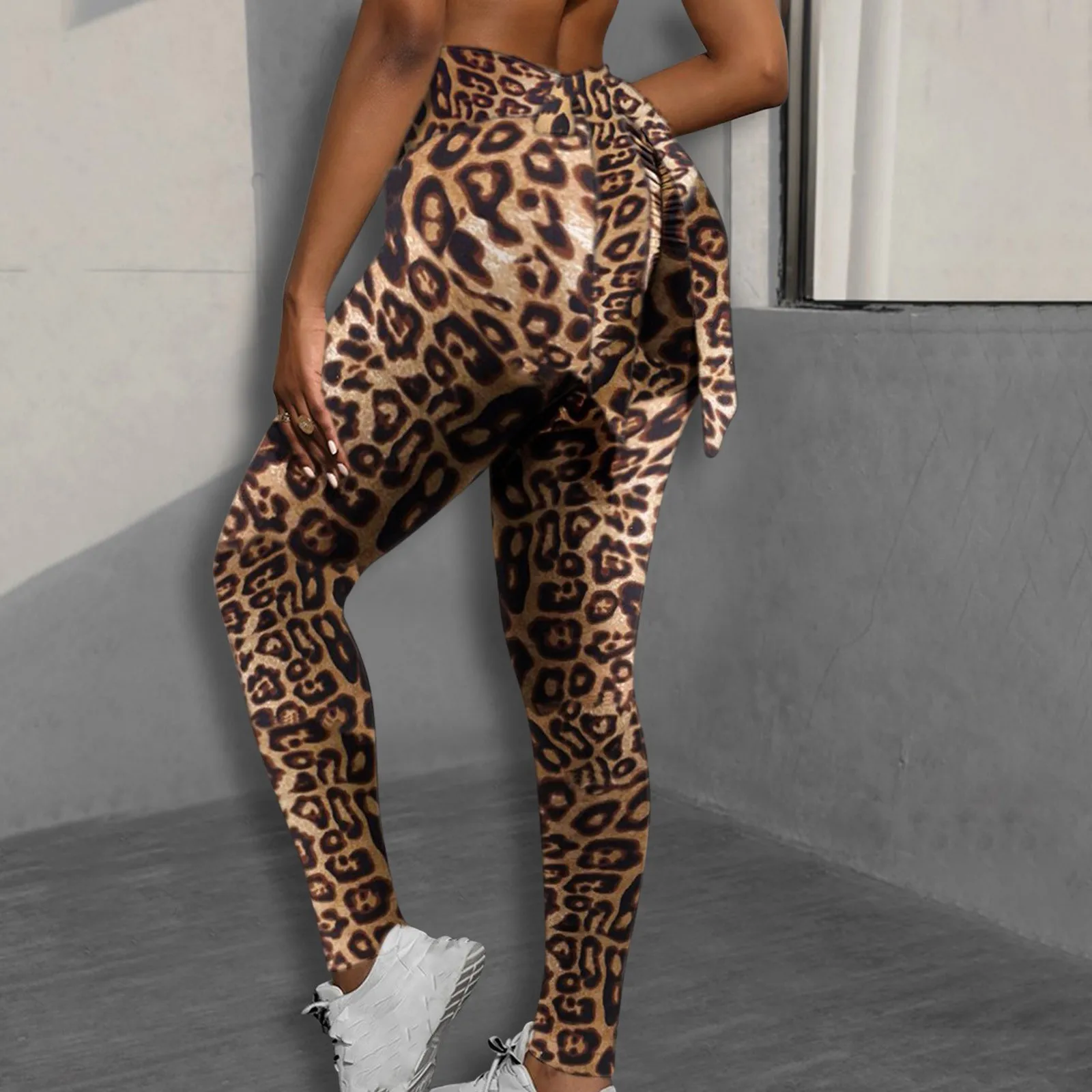 

Fashion Leopard Leggings For Women Sportwear Oversized High Waist Leggings With Bandage Sportwear Yo-Ga Joggers pantalon femme