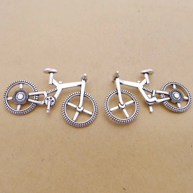

Designer Charms For Bracelets Bicycle Charms Antique Silver Color 51*28mm 2 Pieces