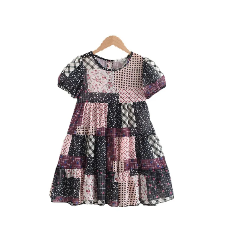 

Summer Floral Patchwork Girls Dress New Fashion Print A-line Kids Dresses for 2 3 4 5 6 7 Year Girl Toddler Children Clothing