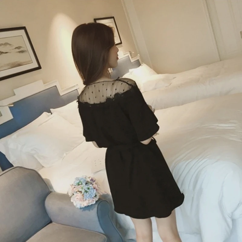 Сшитое кружевное Открытое платье с короткими рукавами 2020 горячая Распродажа