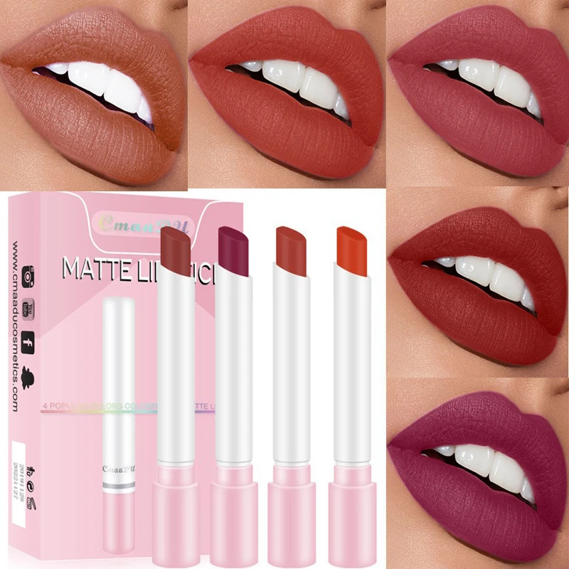 

8 Colors Single Cigarette Tube Matte Lipstick Professional Long Lasting Waterproof No Fading Velvet Fog Surface Sexy Lip Gloss