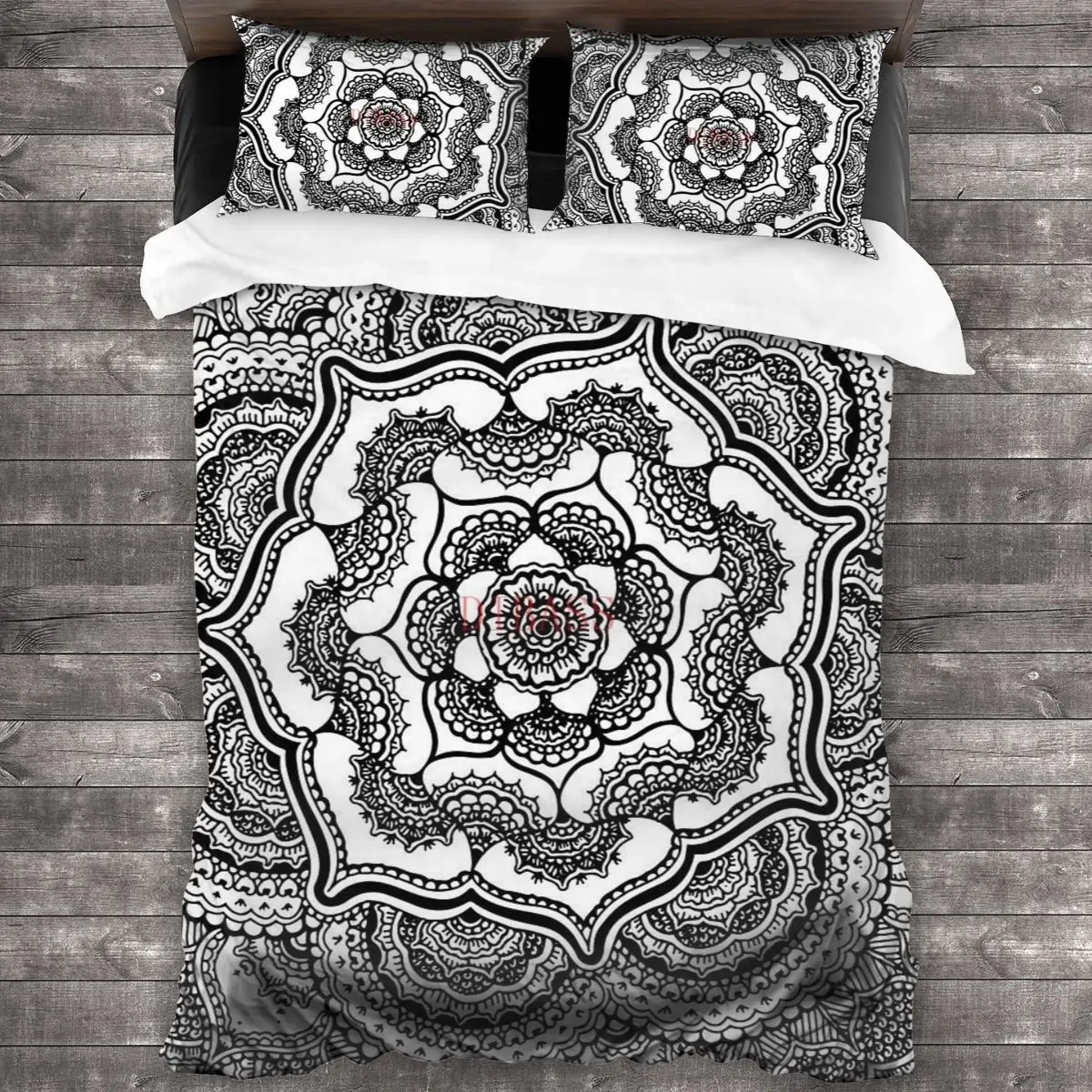 

Spring Lotus Abstract Black And White 100%Pure Cotton Comforter Set with 2 Pillowcase,Duvet Cover Set, Bedding Sets Bed Set