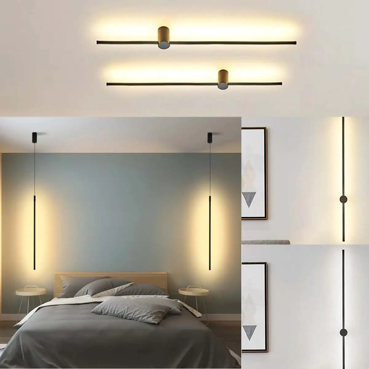 

Nordic Modern Long Hanging Lights LED Wall Lamp Simple Living Room Sofa Background Wall Light Bedroom Bedside Pendant Lights
