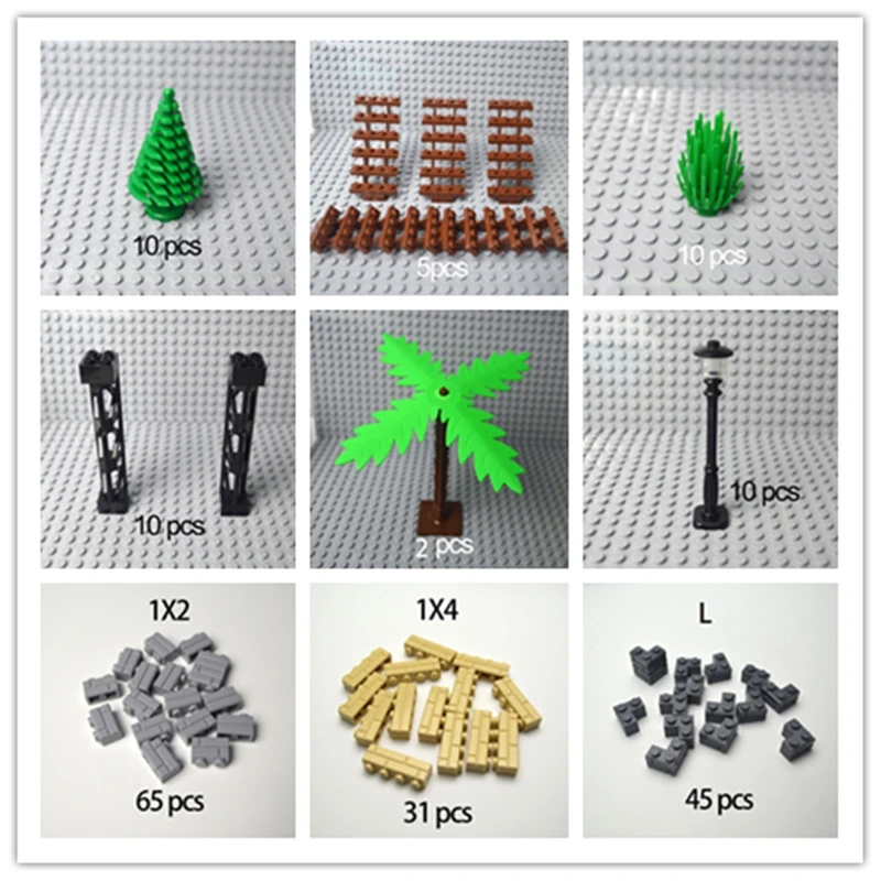 Аксессуары для города строительные блоки военное оружие зеленый куст цветок
