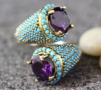 luxury natural gem amethyst and turquoise ring womens party anniversary boutique jewelry