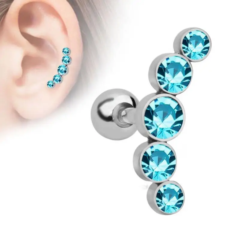 Серьги-гвоздики из стали для пирсинга Ювелирное Украшение со стразами в форме