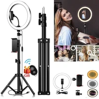 new 26cm led ring light dimmable led live video ring light set with tripod tablet clipremote control