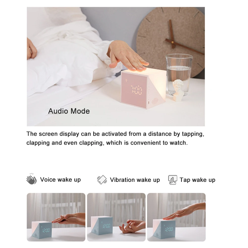 

Sleep training Cube Alarm Clock Colorful Lights Voice Control Clocks Warm White Night Light Snooze Wake Up Clock for Bedroom
