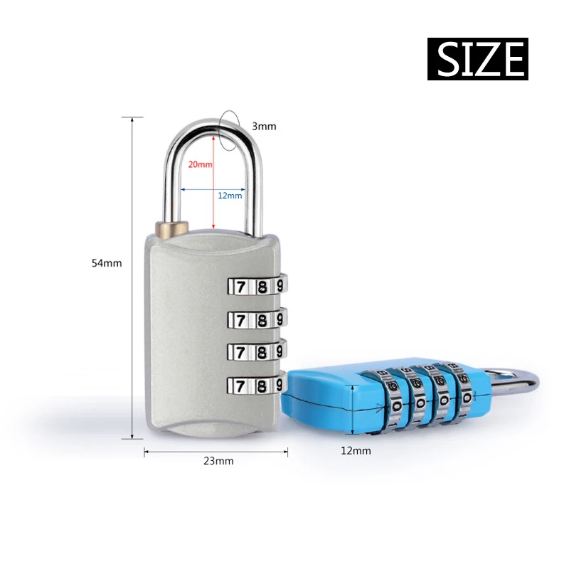

Code Lock 2PC Luggage Lock 4 Digit Combination Padlock Travel Lock For Suitcases Baggage Metal Code Password Lock Padlock