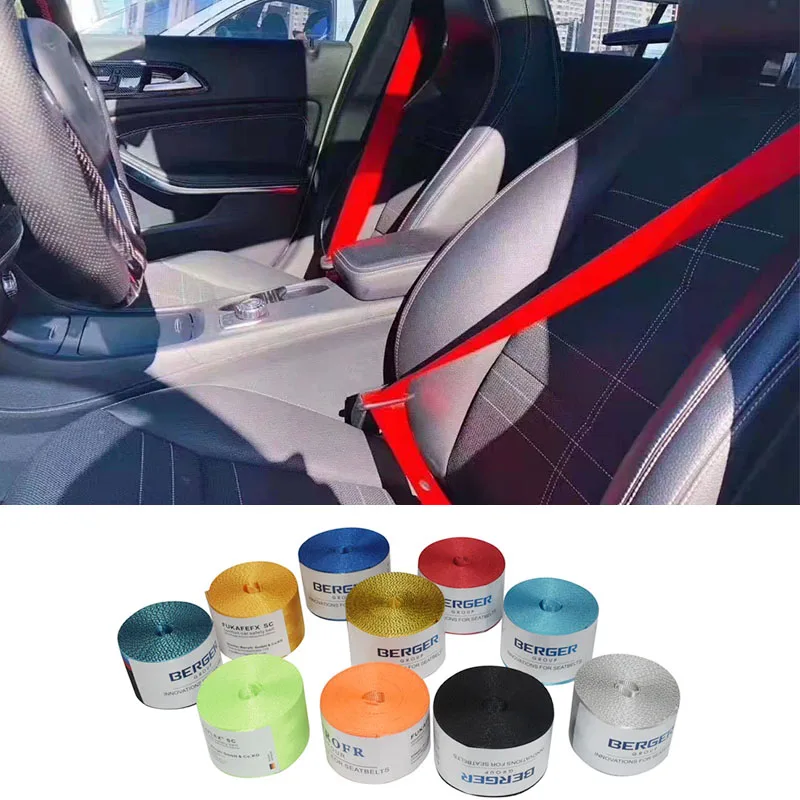 

Auto 3.5 Meters Strengthen Seat Belt Webbing Fabric Racing Car Modified Seat Safety Belts Harness Straps Standard Certified