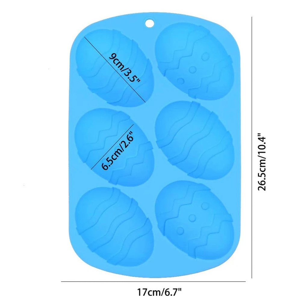 

3D 6 Cavity Easter Egg Shaped Silicone Baking Mold Cake Mold Muffin Chocolate Cookie Baking Mould Pan Ice Maker Mould