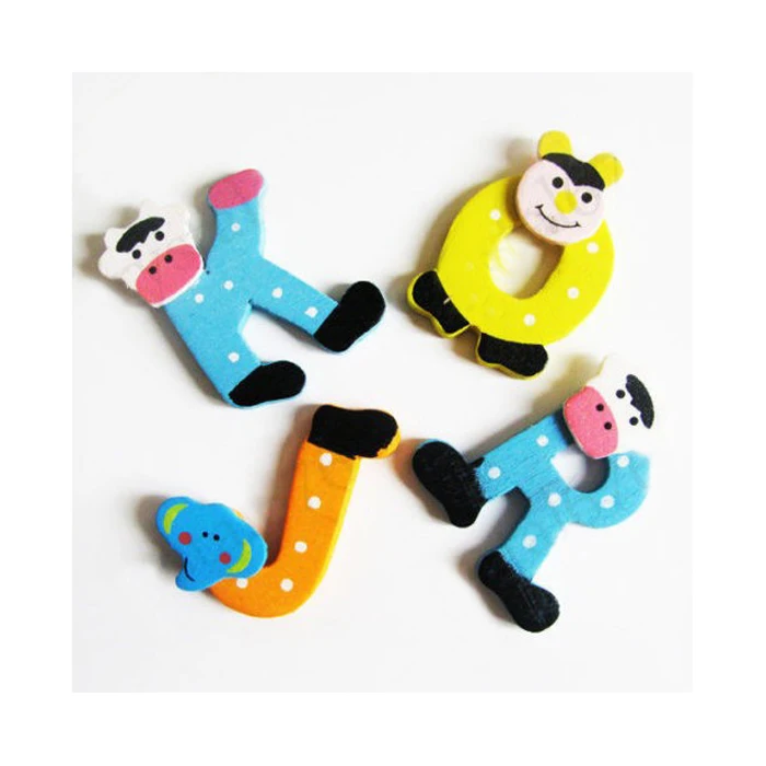 

26pcs Letter Language Learning Toys Kids Wooden Cartoon Alphabet Magnets Child Early Preshcool Learning Educational Toy for kids
