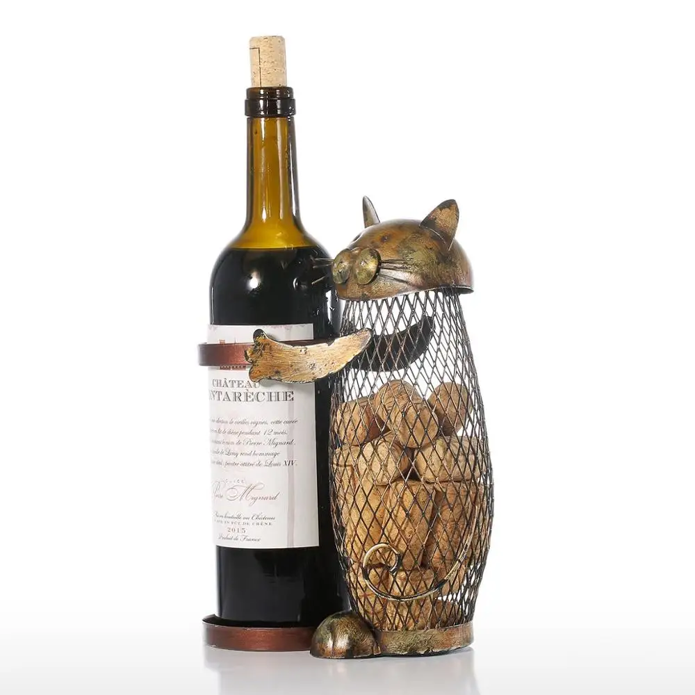 

Держатель для винной бутылки в виде кошки, металлический подставка для вина в виде животного, для кухни, бара, Рождественский и новогодний п...