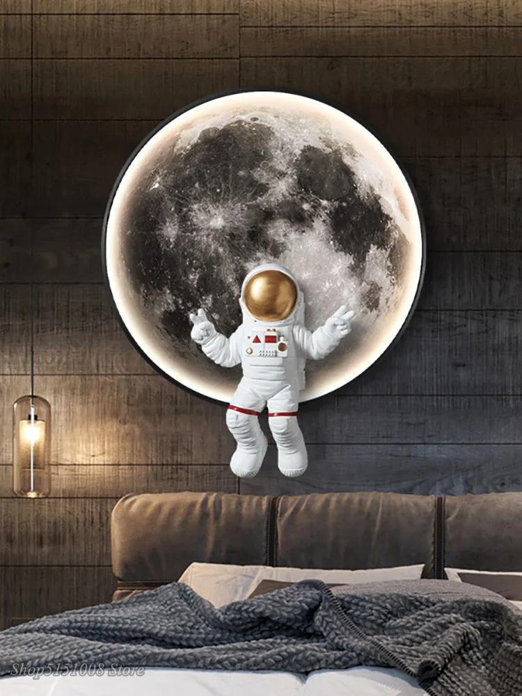 Universe Moon astronaut Wall Lights For Bedroom Living Room Modern Design Style Background Decor LED Wall lamp lighting Fixtures