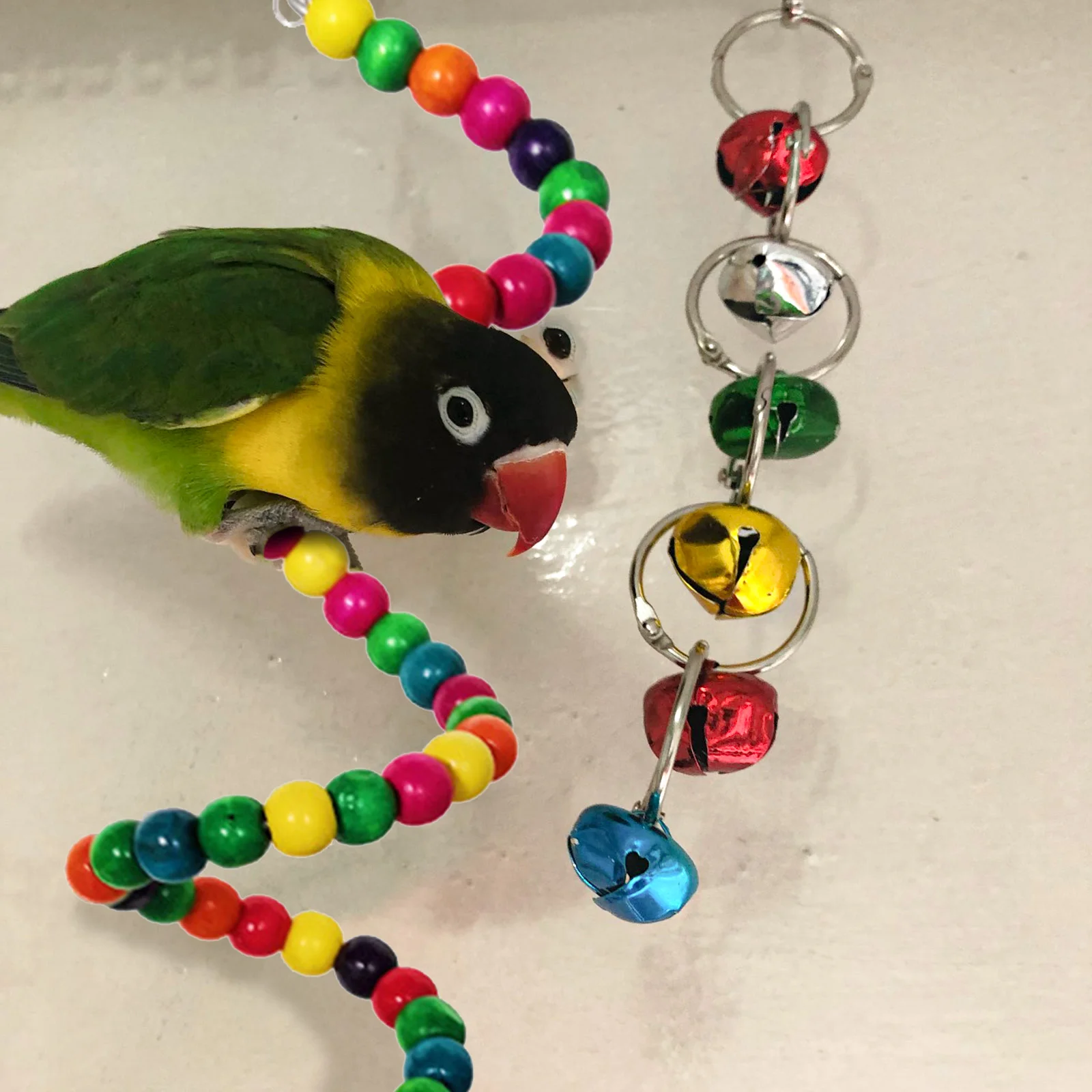 

Bird Toys Parrot Toys Chew Birds Toys Perches Platform for Cage Bird Hammock Bell Hanging Toys for Conures Cockatiels Birds