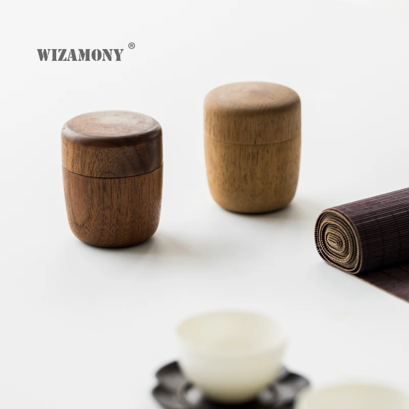 Контейнеры для чая WIZAMONY из массива ореха портативная дорожная мини-банка с