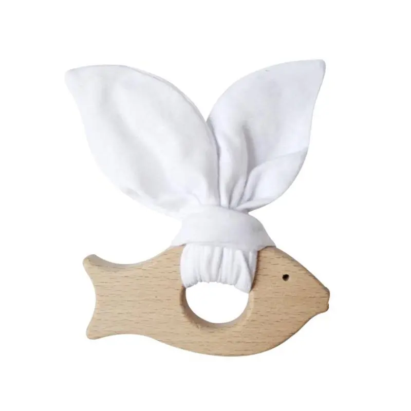

Baby Wooden Teether Ring Bunny Ear Animal Chewable Teething Molar Play Gym Toys N0HD