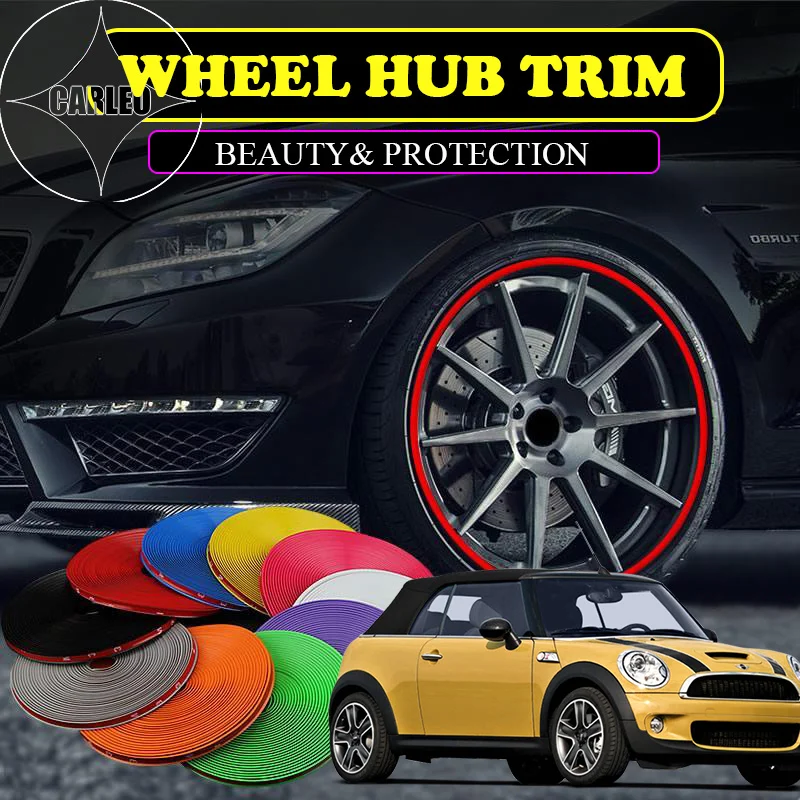 

Car Wheel Hub Rim Rubber Sticker for MINI Series Anti-wear Creative Personality Auto Decoration Multicolor Glue Strip Trim