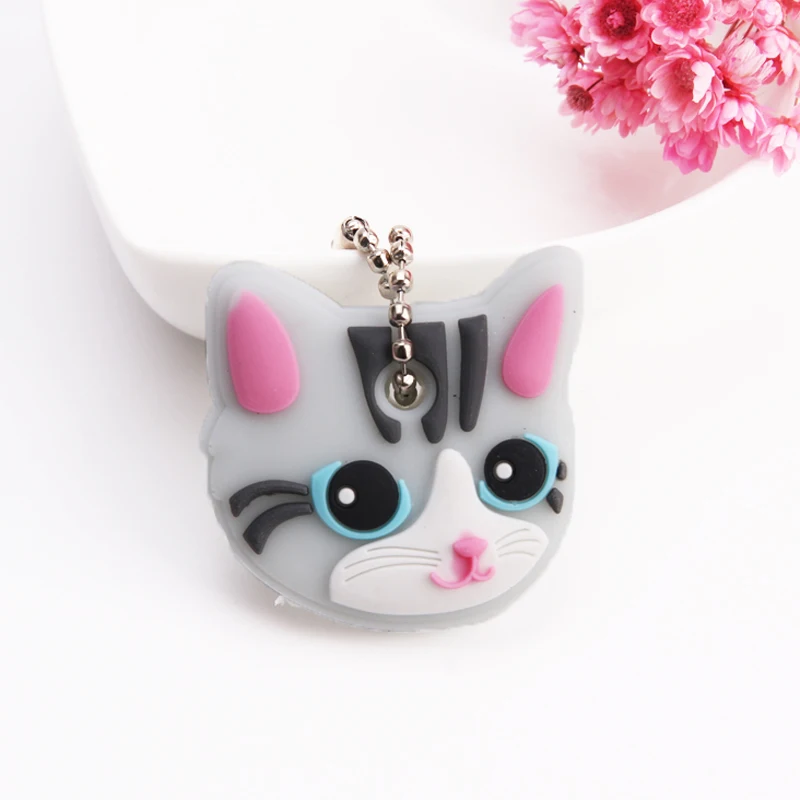 Cartoon Anime Cute Key Cover Cap Silicone Mickey Stitch Bear Keychain Women Gift Owl Porte Clef Minne Key Chain - Цвет: Photo Color37