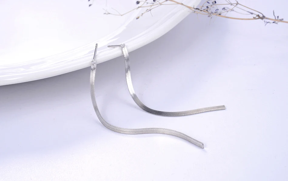 ORSA JEWELS настоящие 925 длинные висячие серьги из стерлингового серебра простая Мода неправильная полоса длинные висячие серьги ювелирные изделия SE187