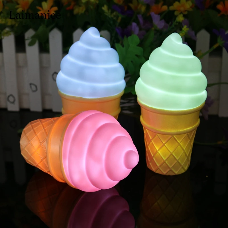 Спальня свет Новинка 3D мороженое ночные светильники Настольная Светодиодная